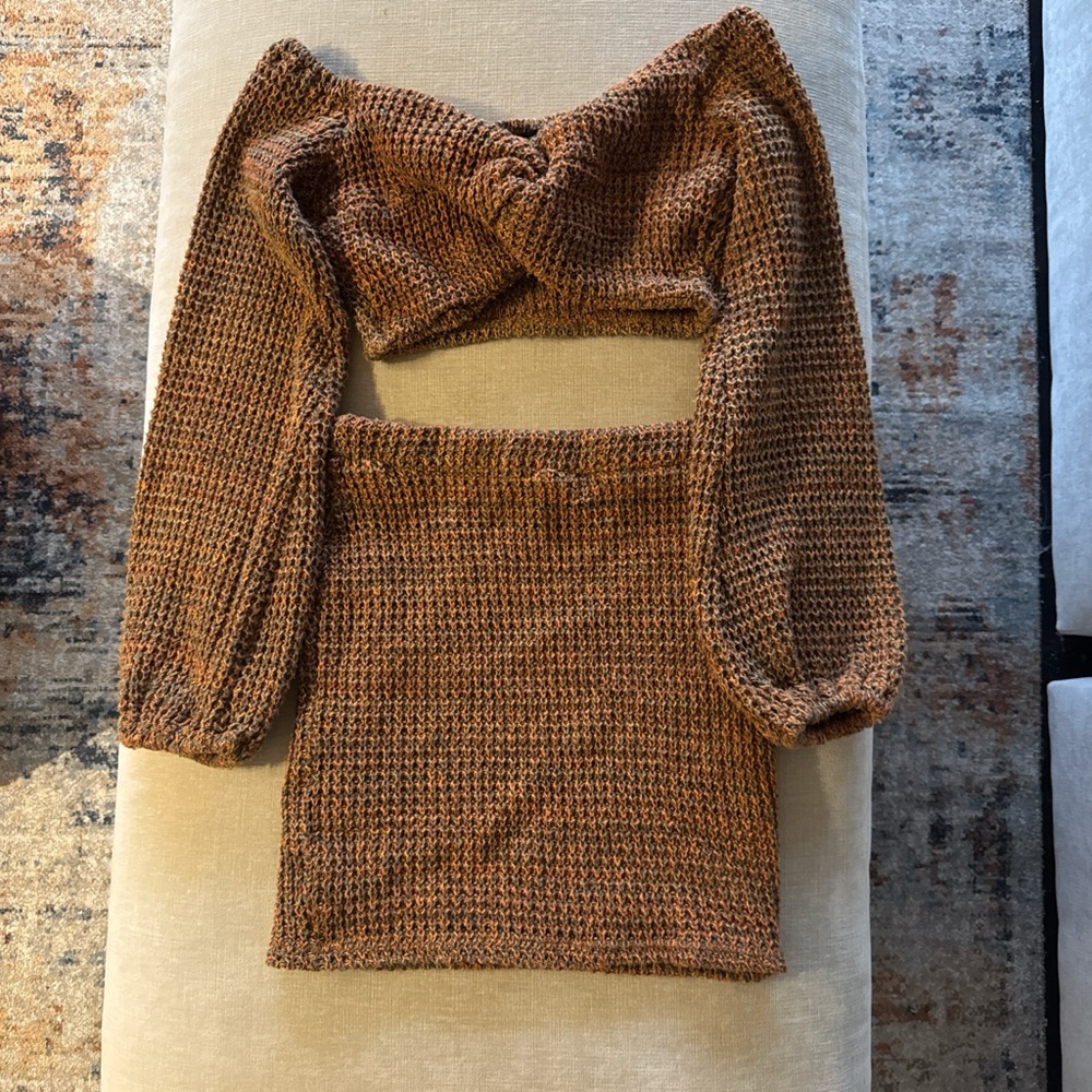 Fashion Nova Brown Knit Dress Set